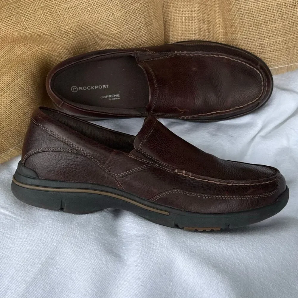 Rockport Slip On Brown Leather Classic Loafers Business Casual size 9.5